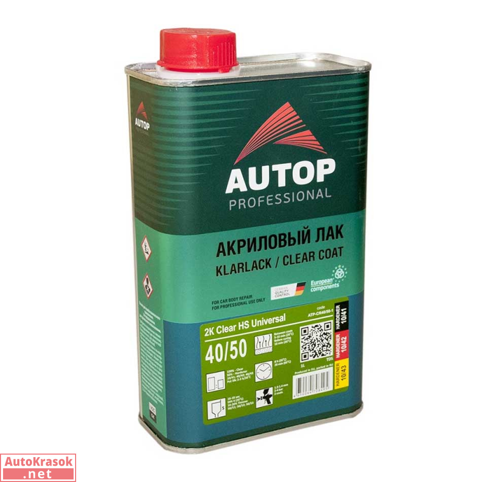 Лак акриловый 2K Clear HS Universal 40/50, 1 л, Autop