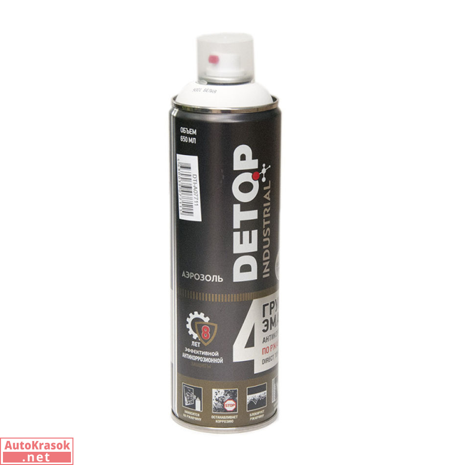 грунт-эмаль по ржавчине №4, Direct Tocoat on Rust, RAL 9001 Белая, аэрозоль 650 мл, DETOP