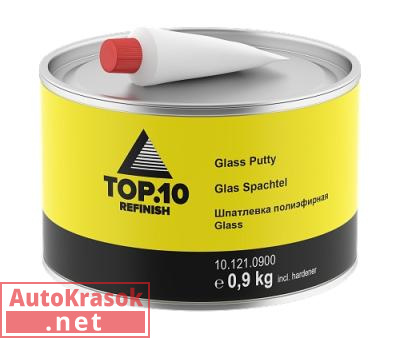 2К Шпатлевка полиэфирная со стекловолокном Glass 0,9кг с отвердителем, 10.121.0900, TOP.10