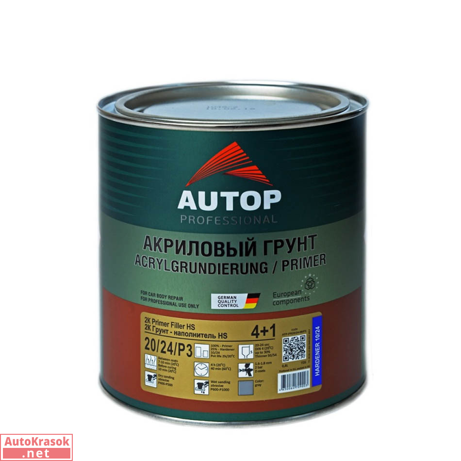 Грунт-наполнитель HS Primer Filler 20/24 4+1, серый, 0,8 л, ATP-PR20/24-08/P3, Autop