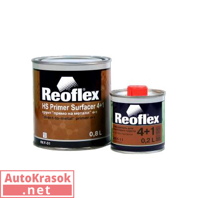 Грунт акриловый прямо на металл 2K 4+1 черный REOFLEX уп. 0,8+0,2л RX F-01, REOFLEX