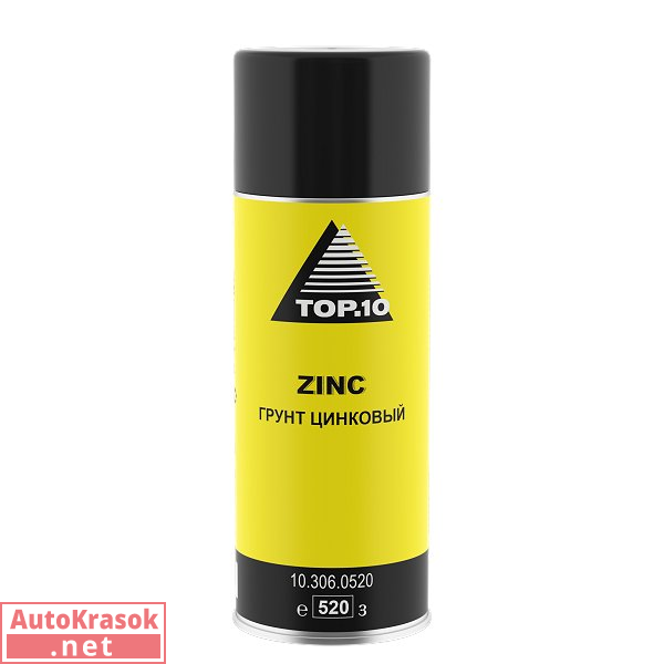 Грунт цинковый ZINC серый, спрей 520 мл, TOP.10 Грунт цинковый ZINC серый, спрей 520 мл, TOP.10