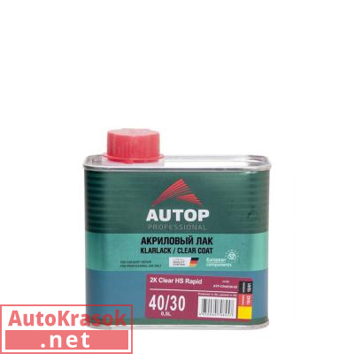 Лак акриловый Clear HS Rapid Antiscratcht 40/30, быстрый (1,5 часа), 0,5 л, ATP-CR40/30-05, Autop