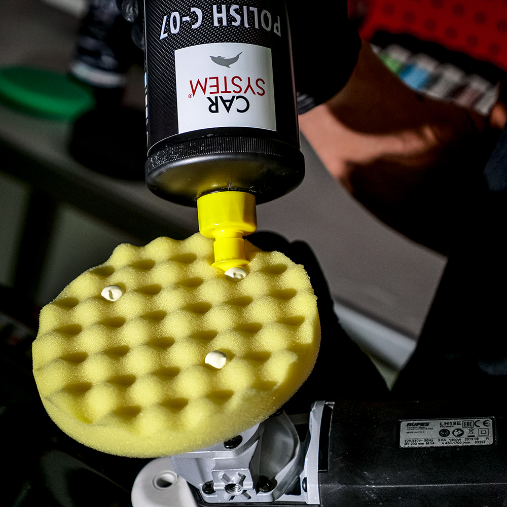Рельефный полировальный круг Polish Waffle Foam Yellow, средней жёсткости желтый, 145 мм (1шт), CarSystem Рельефный полировальный круг Polish Waffle Foam Yellow, средней жёсткости желтый, 145 мм (1шт), CarSystem