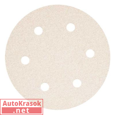 Шлифовальный круг SMIRDEX 510 White, D=225 мм, 6 отверстий, P240, 510493240, SMIRDEX