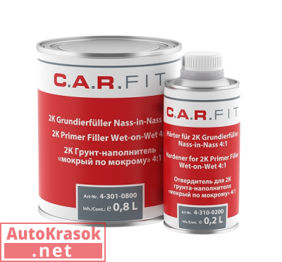 Грунт-наполнитель "мокрый по-мокрому" 4:1 1л 4-301-1000, C.A.R.FIT