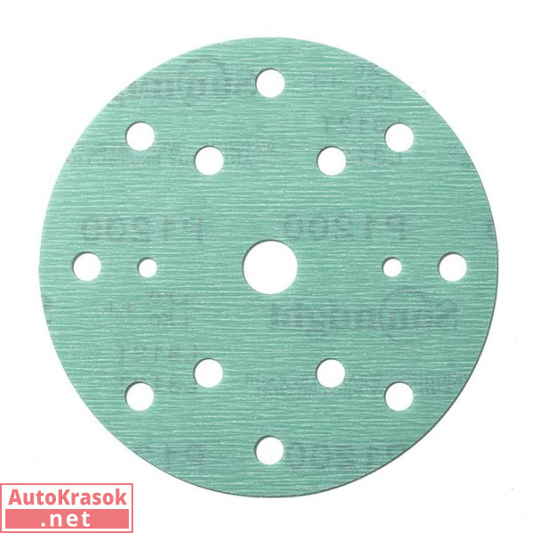 Шлифовальный круг FILM L312T+, 150 мм на липучке, 15 отверстий, зеленый P2000, 53023, SUNMIGHT