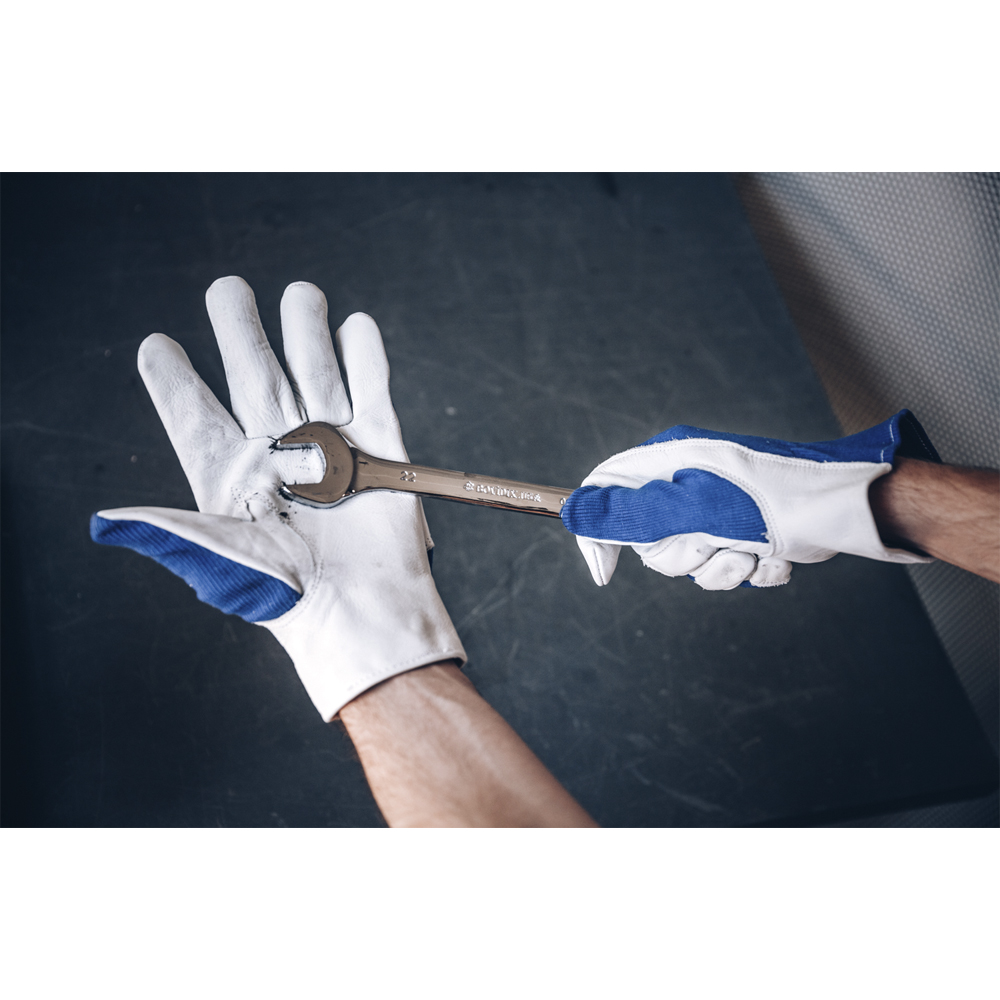 Перчатки кожаные Locksmith, цвет синий/белый, размер L, Jeta Safety