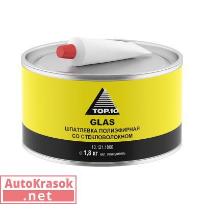 2К Шпатлевка полиэфирная со стекловолокном Glass 1,8кг с отвердителем, 10.121.1800, TOP.10