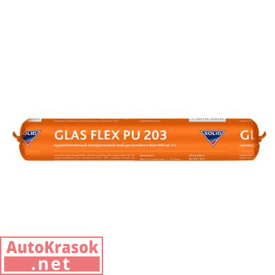 Клей 1К полиуретановый GLAS FLEX PU 203, для вклейки стёкол, 3-х часовой, 600 мл, 376.0603.3, SOLID