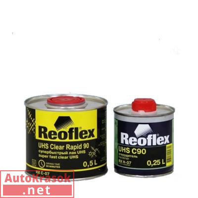 Лак 2K акриловый быстрый Clear Rapid 90 UHS, 0,5+0,25л (комплект), RX C-07, REOFLEX