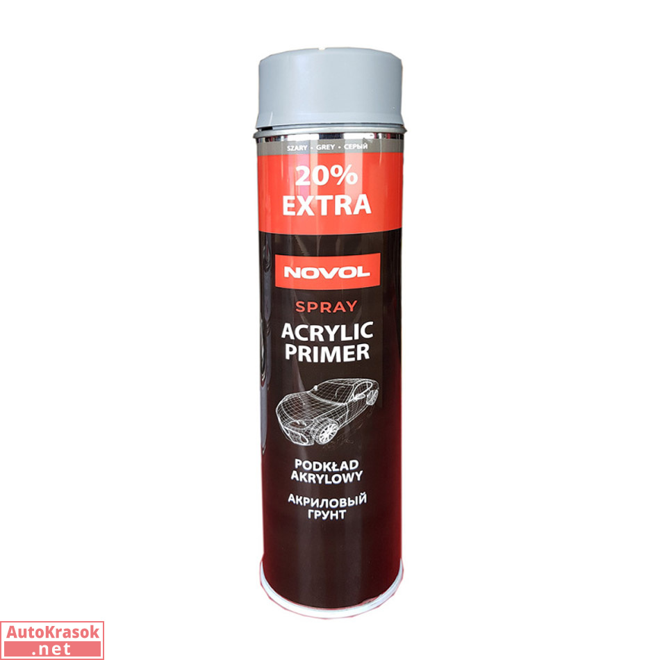 Грунт акриловый Acrylic Primer, спрей серый, 600 мл, Novol Грунт акриловый Acrylic Primer, спрей серый, 600 мл, Novol