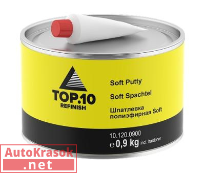 Шпатлевка полиэфирная Soft, наполняющая, желтая, 0,9 кг, 10.120.0900, TOP.10