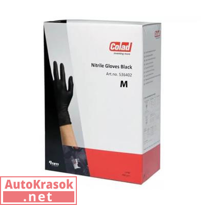 Перчатки нитриловые устойчивые к растворителям Colad Extra, черные, 400 штук в коробке, размер M, 536400, Colad