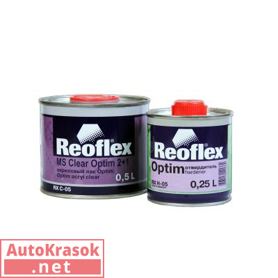 Лак акриловый MS прозрачный, "Optim" 2+1, 0,5+0,25 л (комплект), RX C-05, REOFLEX