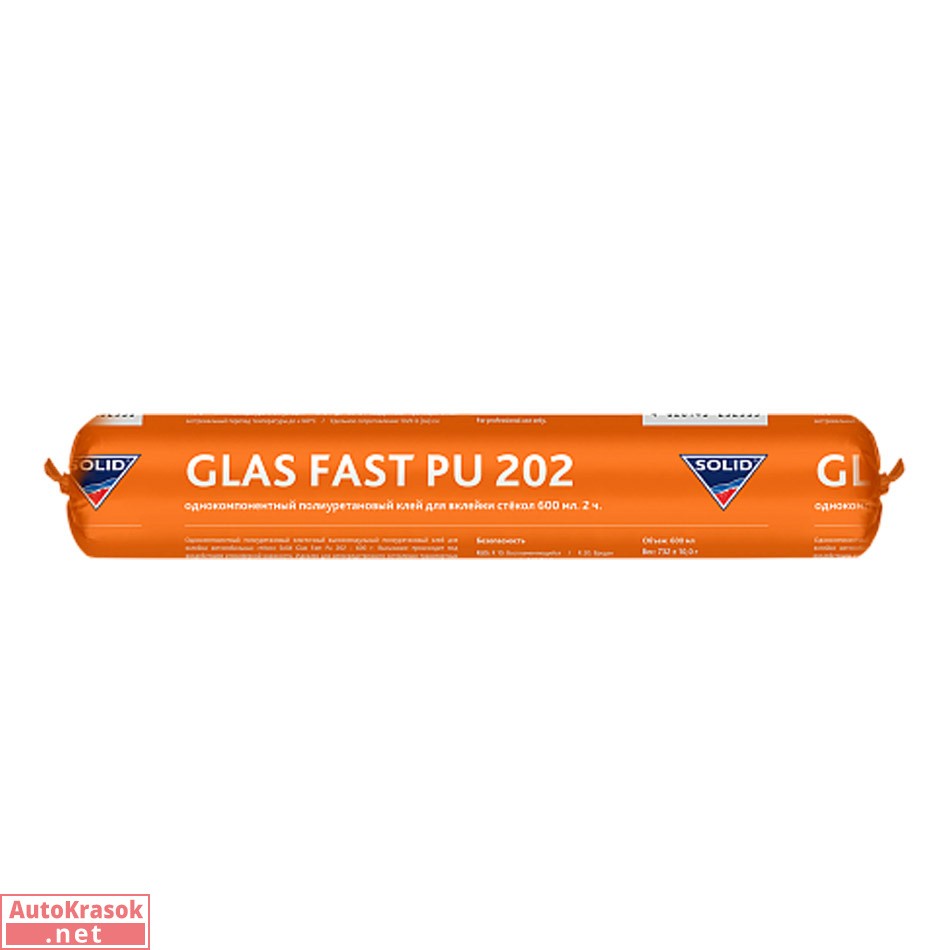 Клей 1К полиуретановый GLAS FAST PU 202, для вклейки стёкол, 2-х часовой, 600 мл, SOLID
