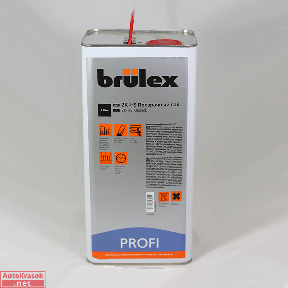 Лак 2K HS Прозрачный Profi, 5 л, BRULEX