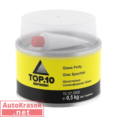 2К Шпатлевка полиэфирная со стекловолокном Glass 0,5кг с отвердителем, 10.121.0500, TOP.10