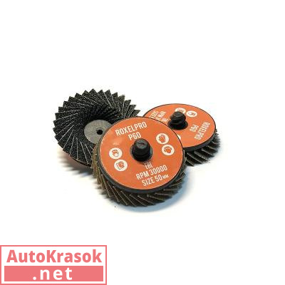 Быстросъемный лепестковый круг QCD ROXTOP, диаметр 50 мм, цирконат (циркониевый корунд), Р80, 111516, RoxelPro