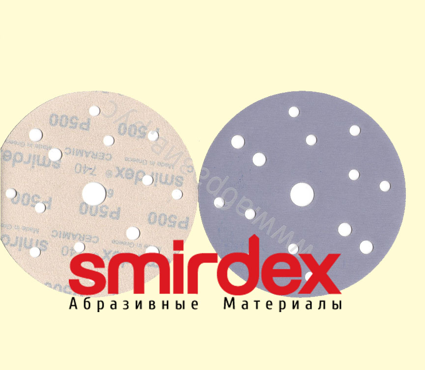 Шлифовальный круг 740 Ceramic, D=150 мм, 15 отверстий, P 1000, 740415900, SMIRDEX