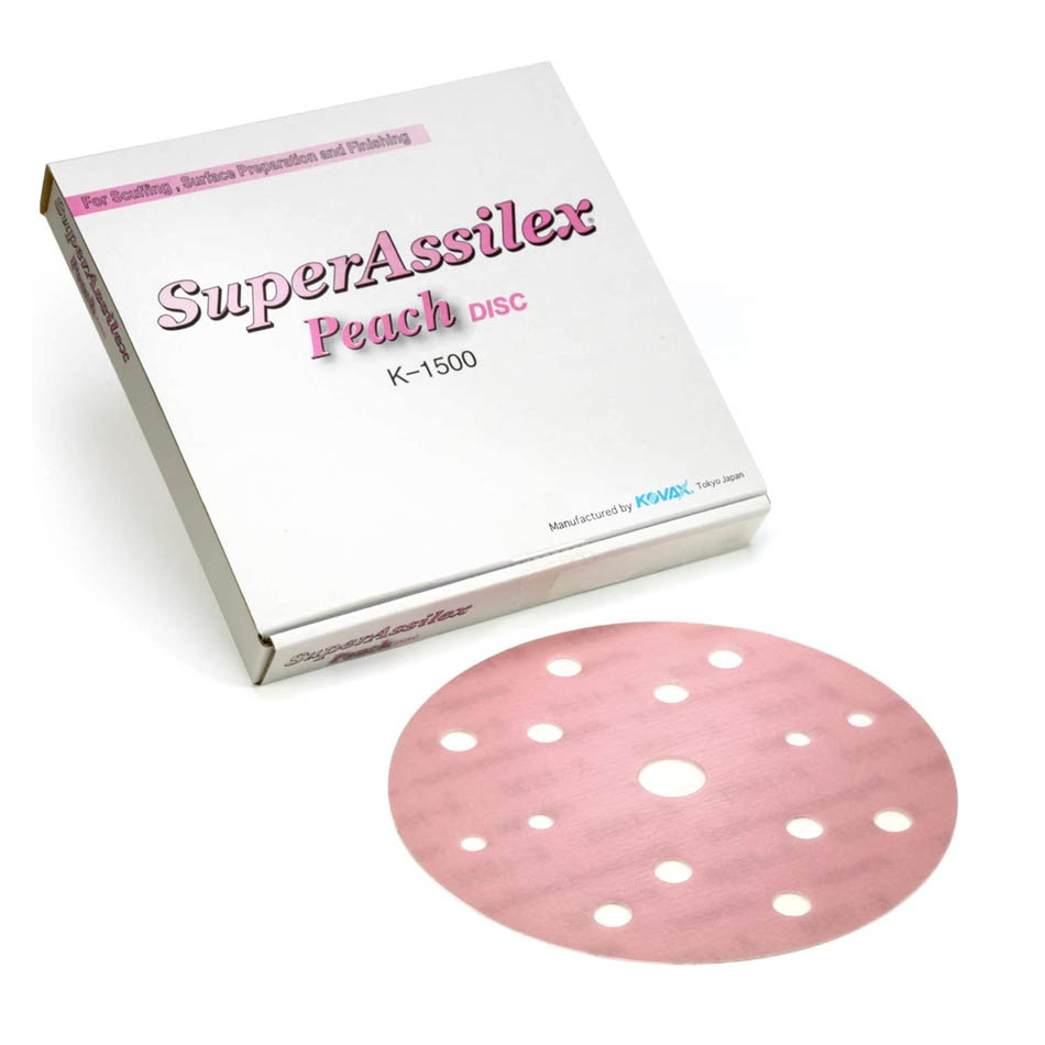 Шлифовальный круг Superassilex Peach K1500, диаметр 152 мм, 15 отверстий, 1932525, Kovax