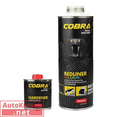 Защитное покрытие повышенной прочности, COBRA Truck Bedliner, колеруемое, 0,6+0,2л (комплект), анало, 90364, Novol