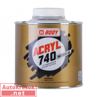 Разбавитель Acryl Normal 740 для акриловых материалов, 0,5 л, 7400000000, Body HB