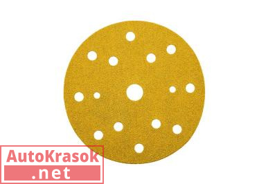 Шлифовальный круг Hookit™ 255P золотой, на липучке, D=150 мм, 15 отверстий, Р 120, 50445, 3M