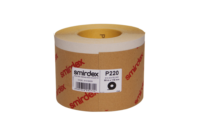 Абразивная бумага в рулонах, белая 510 White, 116 мм*50 м, P 220, 510120220, SMIRDEX