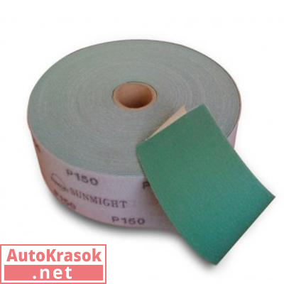 Шлифовальный материал FILM L312T в рулонах 115мм х 50м на липучке, зеленый P100, 11407, SUNMIGHT