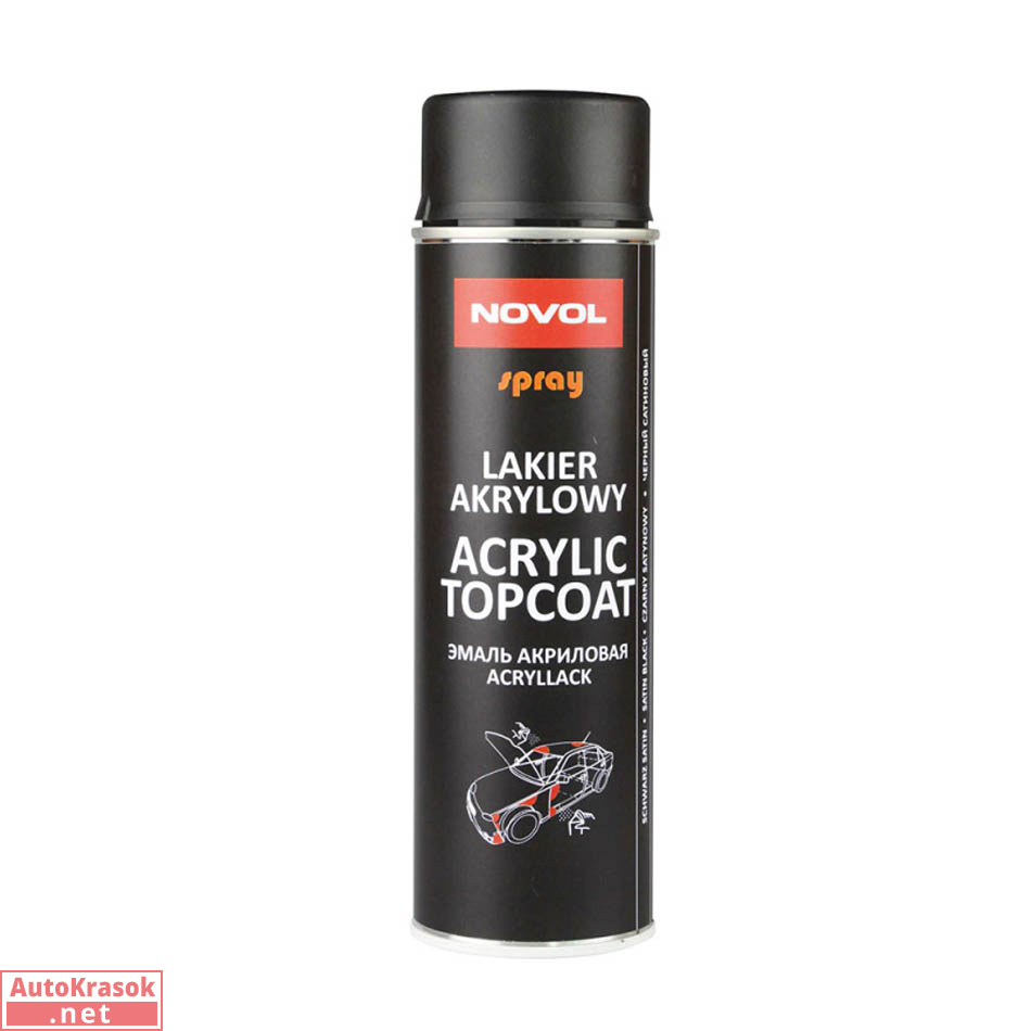 Эмаль акриловая TOPCOAT SPRAY, цвет матовый черный, (аэрозоль), 500 мл, Novol Эмаль акриловая TOPCOAT SPRAY, цвет матовый черный, (аэрозоль), 500 мл, Novol