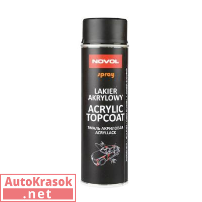 Краска Эмаль акриловая TOPCOAT SPRAY, цвет матовый черный, (аэрозоль), 500 мл, 34352 Novol