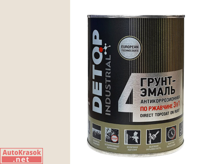 Грунт-эмаль по ржавчине №4, Direct Tocoat on Rust "3в1", RAL 9001 белая, 0,75 л, DETOP