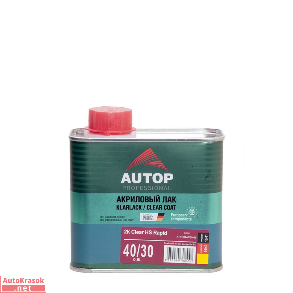 Лак акриловый Clear HS Rapid Antiscratcht 40/30, быстрый (1,5 часа), 0,5 л, Autop