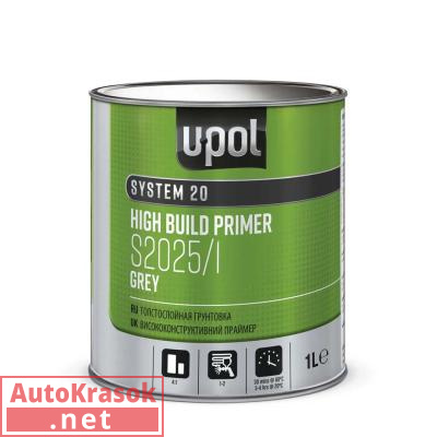 Грунт наполнитель 4:1 S2025 UHS, цвет серый, 1 л S2025/1, U-POL