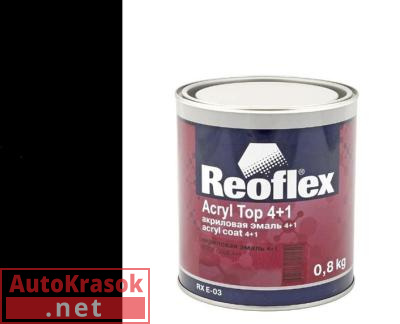 Краска акриловая эмаль 4+1 черная 601, 0,8 кг,  REOFLEX