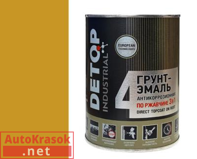 Грунт-эмаль по ржавчине №4, Direct Tocoat on Rust "3в1", RAL 1005 желтая, 0,75 л, DTI-P07785 DETOP