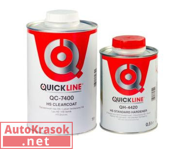 Лак акрил-уретановый HS, (комплект с отвердителем), 1+0,5 л, QC-7400/1+QH-4420/0.5, Quickline