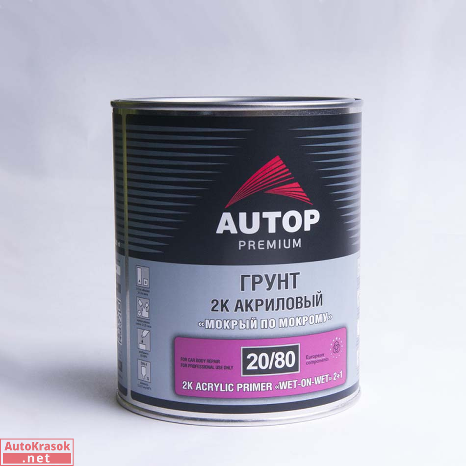 Грунт акриловый 2K Primer 'Premium' Filler, 2+1, 'мокрый по мокрому', серый, 1 л, Autop Грунт акриловый 2K Primer 'Premium' Filler, 2+1, 'мокрый по мокрому', серый, 1 л, Autop