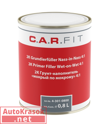 Car Fit Грунт-наполнитель "мокрый по-мокрому" 4:1,  0,8л 4-301-0800, C.A.R.FIT