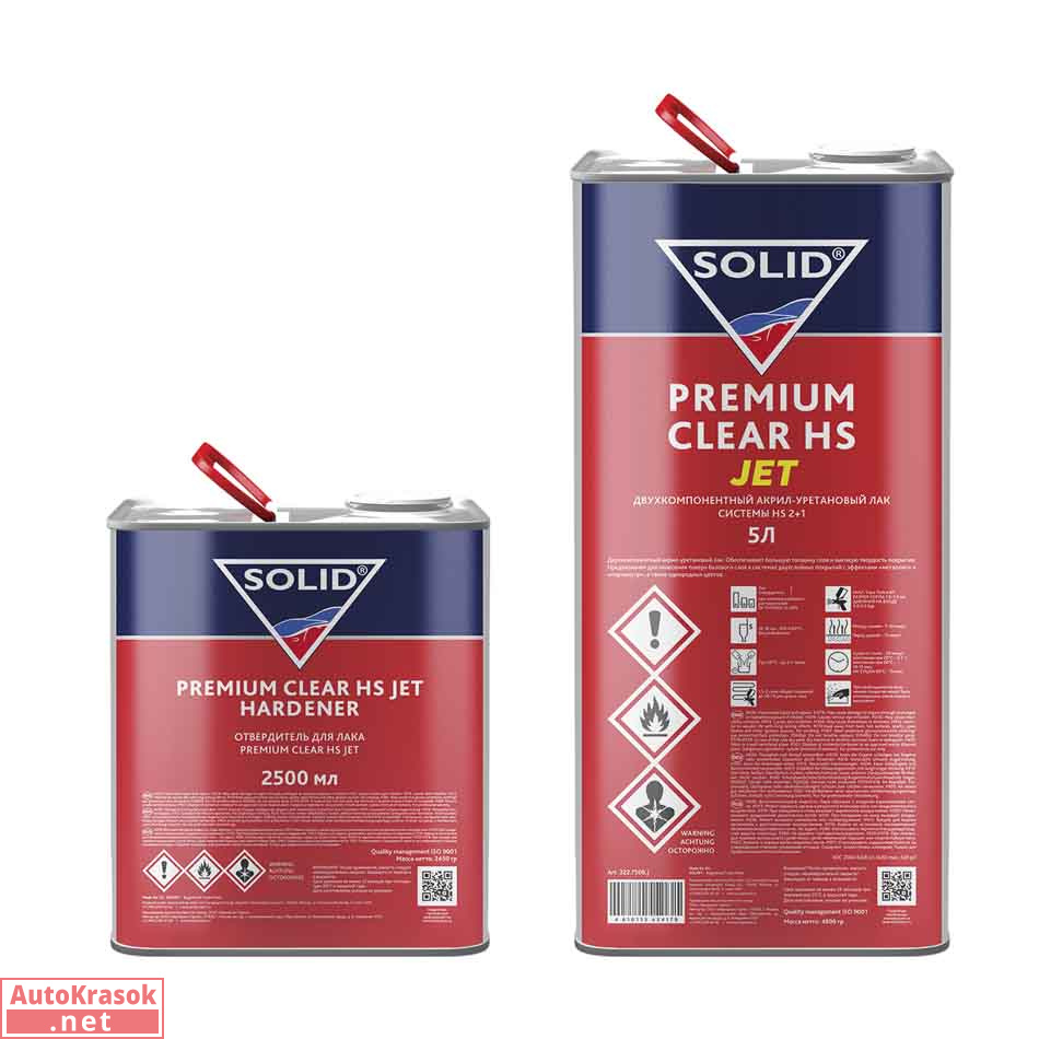 Лак акрил-уретановый PREMIUM CLEAR HS JET, 5+2,5 л (комплект), SOLID