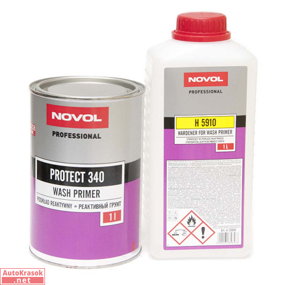Грунт реактивный (кислотный) Protect 340 Wash Primer, 1+1 л (комплект), Novol