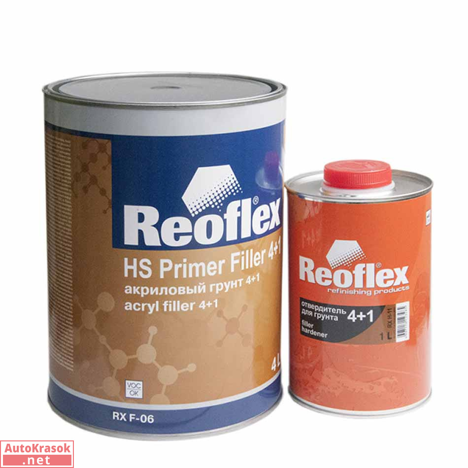 Грунт-выравниватель Primer Acryl Filler 4+1, серый, 4+1л (комплект), REOFLEX Грунт-выравниватель Primer Acryl Filler 4+1, серый, 4+1л (комплект), REOFLEX