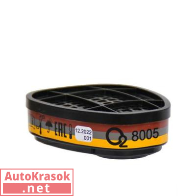 Фильтр угольный, А1В1Е1 (подходит для 3М, МК, JetaSafety), комплект 2 шт, 8005, O2