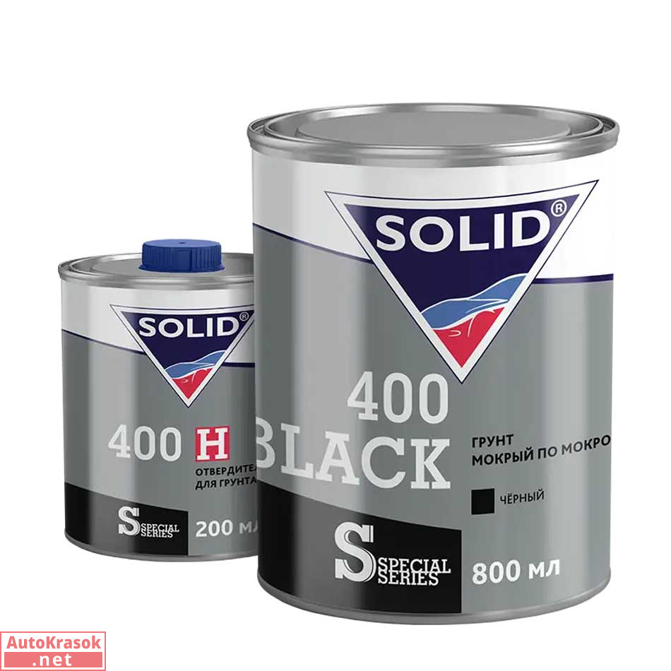 Грунт мокрый по мокрому 4+1 400 WET ON WET BLACK, черный 0,8+0,2 л (комплект), 401.004175.2, SOLID